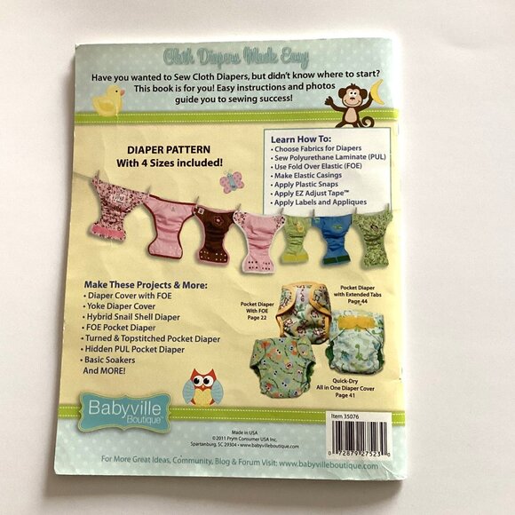 Dritz Babyville Boutique Cloth Baby Diapers Made Easy Book W Cut-out Patterns - Picture 3 of 7